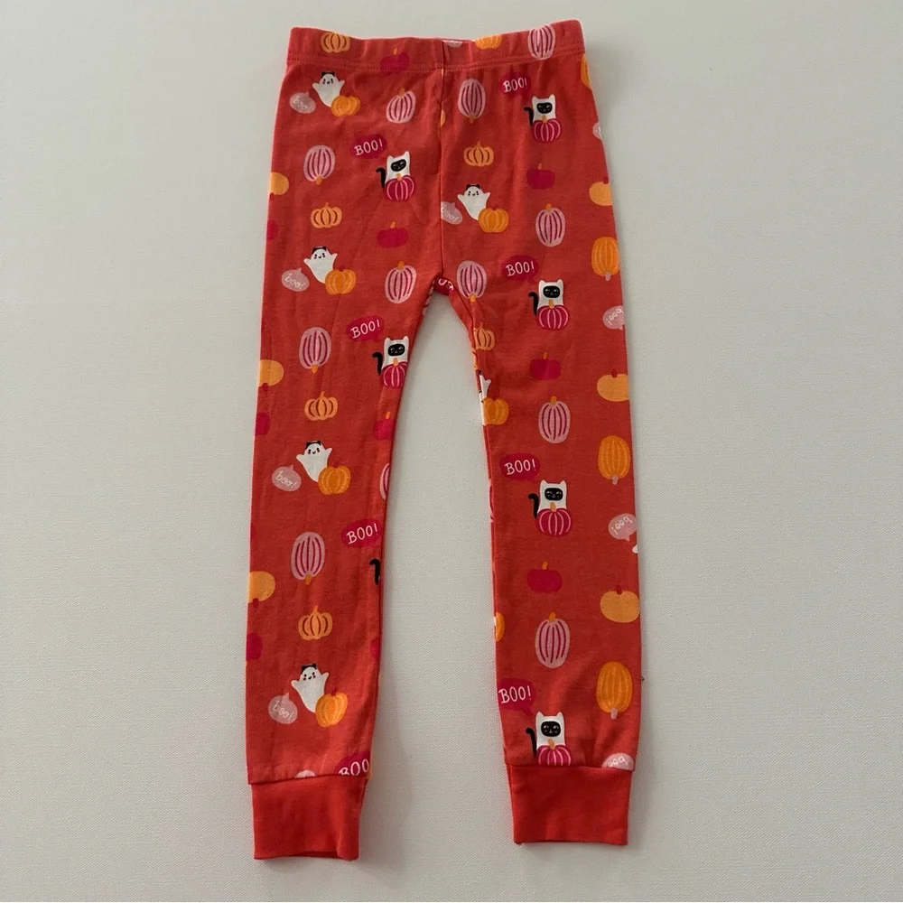 Old Navy 4T Toddler Girl Halloween Pajama Set Orange Pumpkin Ghost Boo